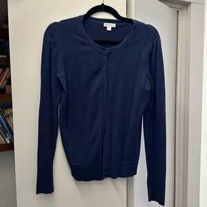 Navy preppy cardigan sweater